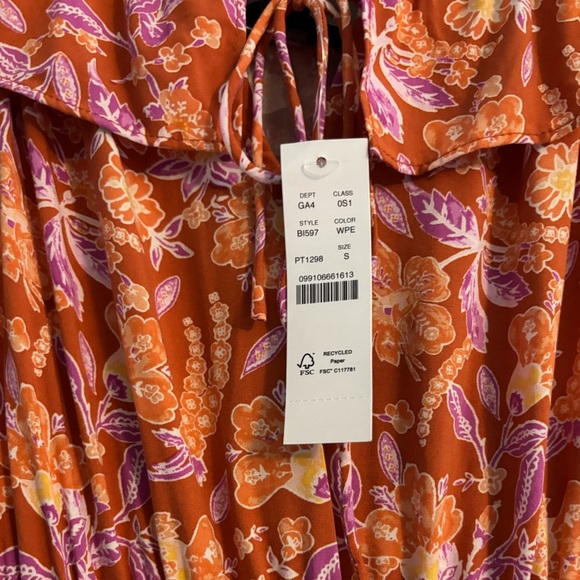 J. Crew Tiered Floral Orange Maxi Dress. Size S. NWT. - Picture 8 of 12